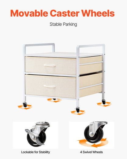 VEVOR Mini Fridge Stand with Storage, 176 lb-Capacity Mini Fridge Table with 2 Drawers & 4 Swivel Wheels, Mobile Mini Fridge Shelf, White Mini Fridge Organizer for Dorm, Apartment, Office, Bedroom - CTKMNBXZJ2CB91249V0 - view 5