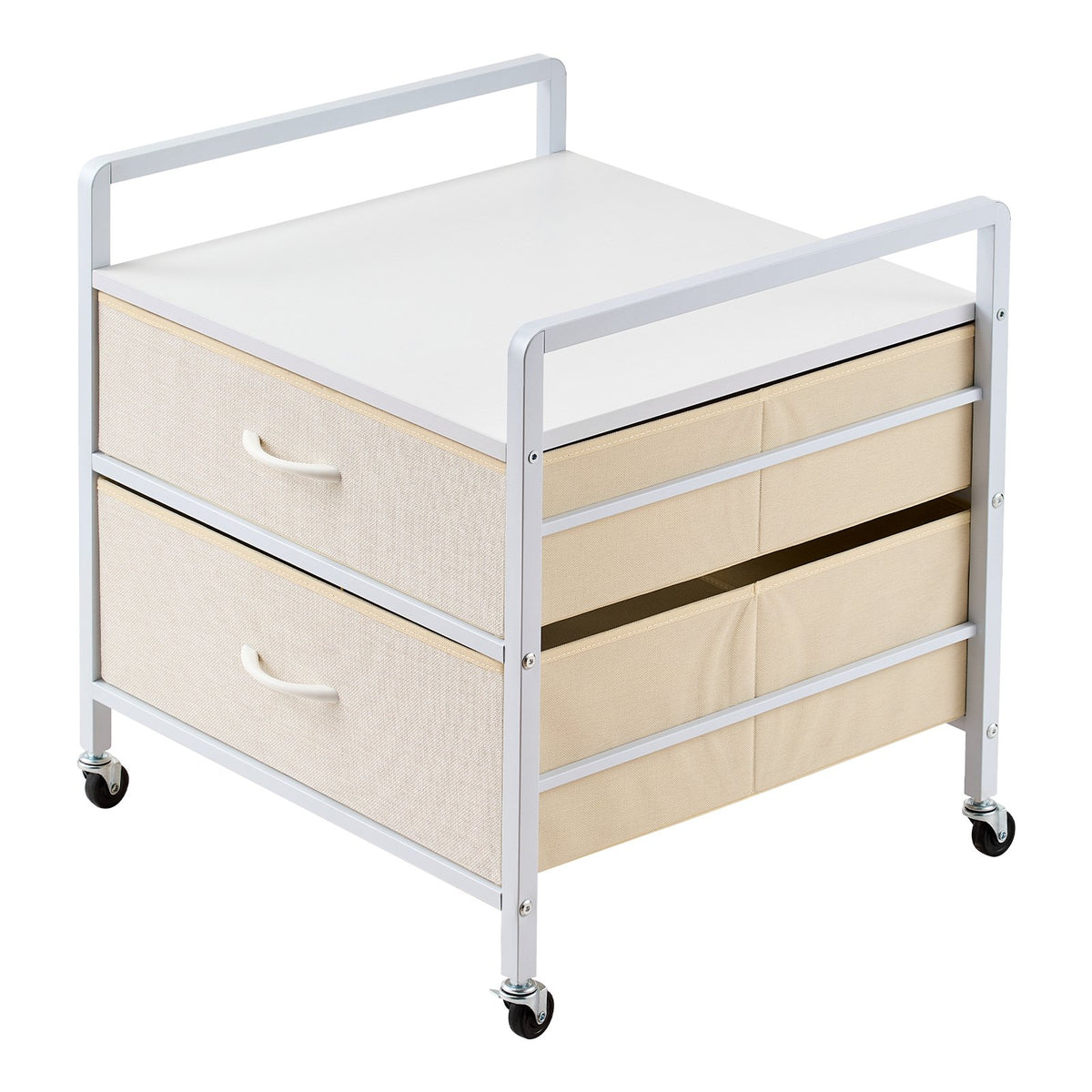 VEVOR Mini Fridge Stand with Storage, 176 lb-Capacity Mini Fridge Table with 2 Drawers & 4 Swivel Wheels, Mobile Mini Fridge Shelf, White Mini Fridge Organizer for Dorm, Apartment, Office, Bedroom - CTKMNBXZJ2CB91249V0 - view 10