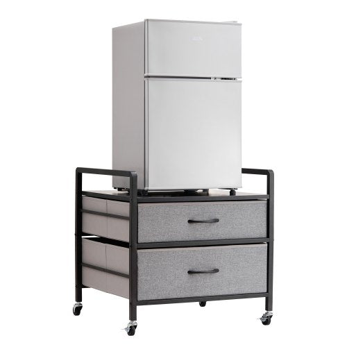 VEVOR Mini Fridge Stand with Storage, 176 lb-Capacity Mini Fridge Table with 2 Drawers & 4 Swivel Wheels, Mobile Mini Fridge Shelf, Gray Mini Fridge Organizer for Dorm, Apartment, Office, Bedroom - CTKMNBXZJ2CHTG08SV0 - view 2