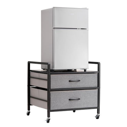 VEVOR Mini Fridge Stand with Storage, 176 lb-Capacity Mini Fridge Table with 2 Drawers & 4 Swivel Wheels, Mobile Mini Fridge Shelf, Gray Mini Fridge Organizer for Dorm, Apartment, Office, Bedroom - CTKMNBXZJ2CHTG08SV0 - view 2