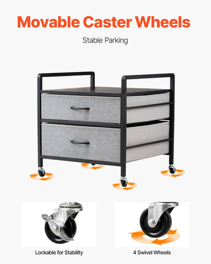 VEVOR Mini Fridge Stand with Storage, 176 lb-Capacity Mini Fridge Table with 2 Drawers & 4 Swivel Wheels, Mobile Mini Fridge Shelf, Gray Mini Fridge Organizer for Dorm, Apartment, Office, Bedroom - CTKMNBXZJ2CHTG08SV0 - view 5