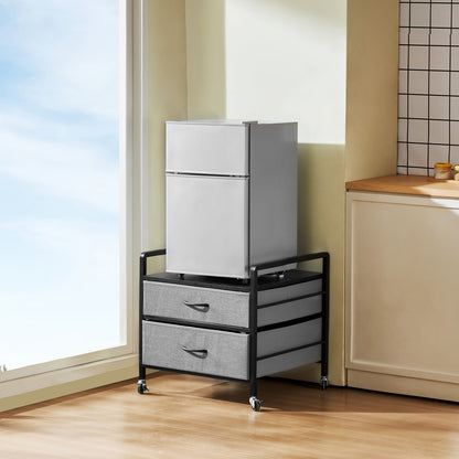 VEVOR Mini Fridge Stand with Storage, 176 lb-Capacity Mini Fridge Table with 2 Drawers & 4 Swivel Wheels, Mobile Mini Fridge Shelf, Gray Mini Fridge Organizer for Dorm, Apartment, Office, Bedroom - CTKMNBXZJ2CHTG08SV0 - view 9