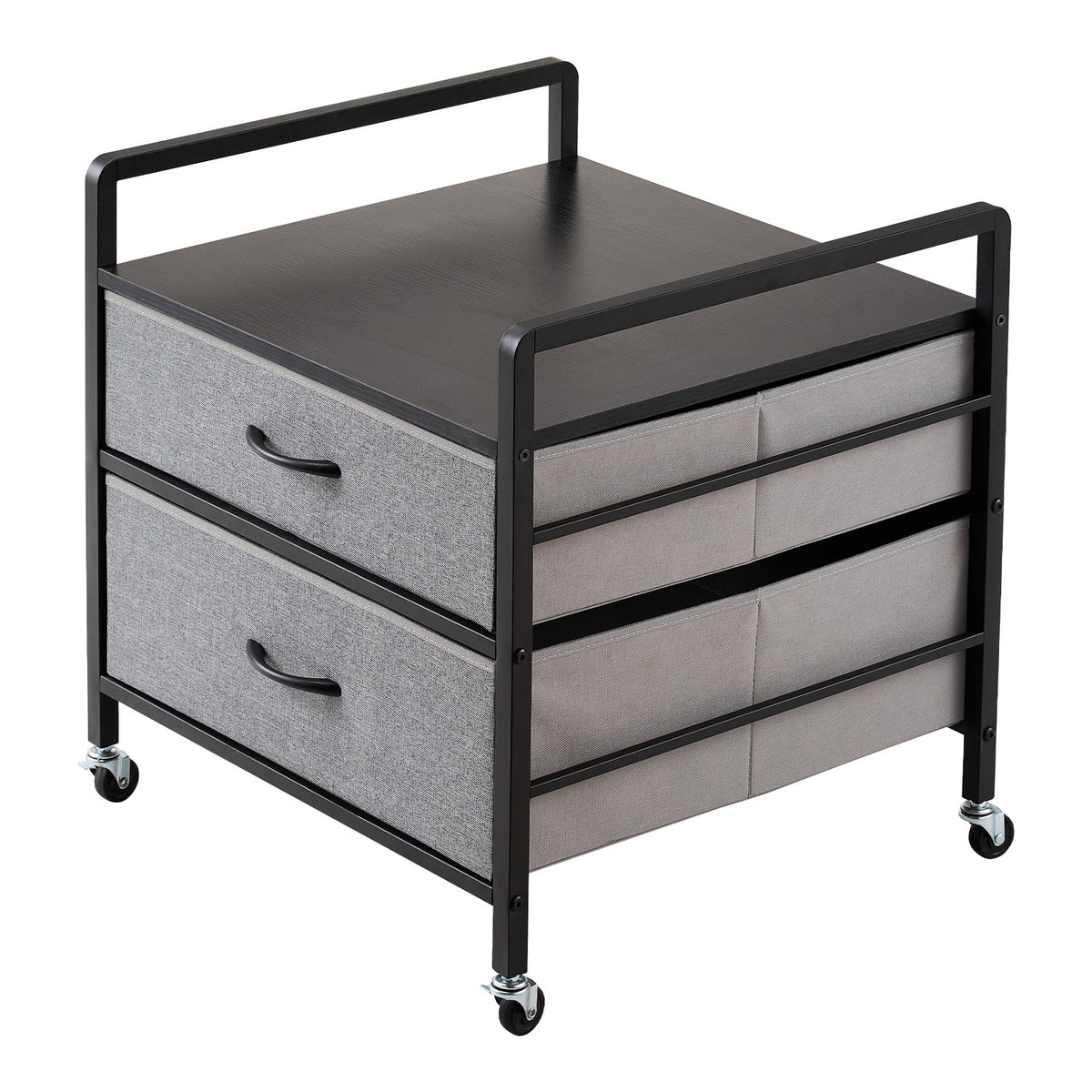 VEVOR Mini Fridge Stand with Storage, 176 lb-Capacity Mini Fridge Table with 2 Drawers & 4 Swivel Wheels, Mobile Mini Fridge Shelf, Gray Mini Fridge Organizer for Dorm, Apartment, Office, Bedroom - CTKMNBXZJ2CHTG08SV0 - view 10