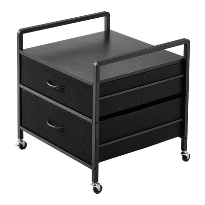 VEVOR Mini Fridge Stand with Storage, 176 lb-Capacity Mini Fridge Table with 2 Drawers & 4 Swivel Wheels, Mobile Mini Fridge Shelf, Black Mini Fridge Organizer for Dorm, Apartment, Office, Bedroom - CTKMNBXZJ2CHZAEZZV0 - view 10