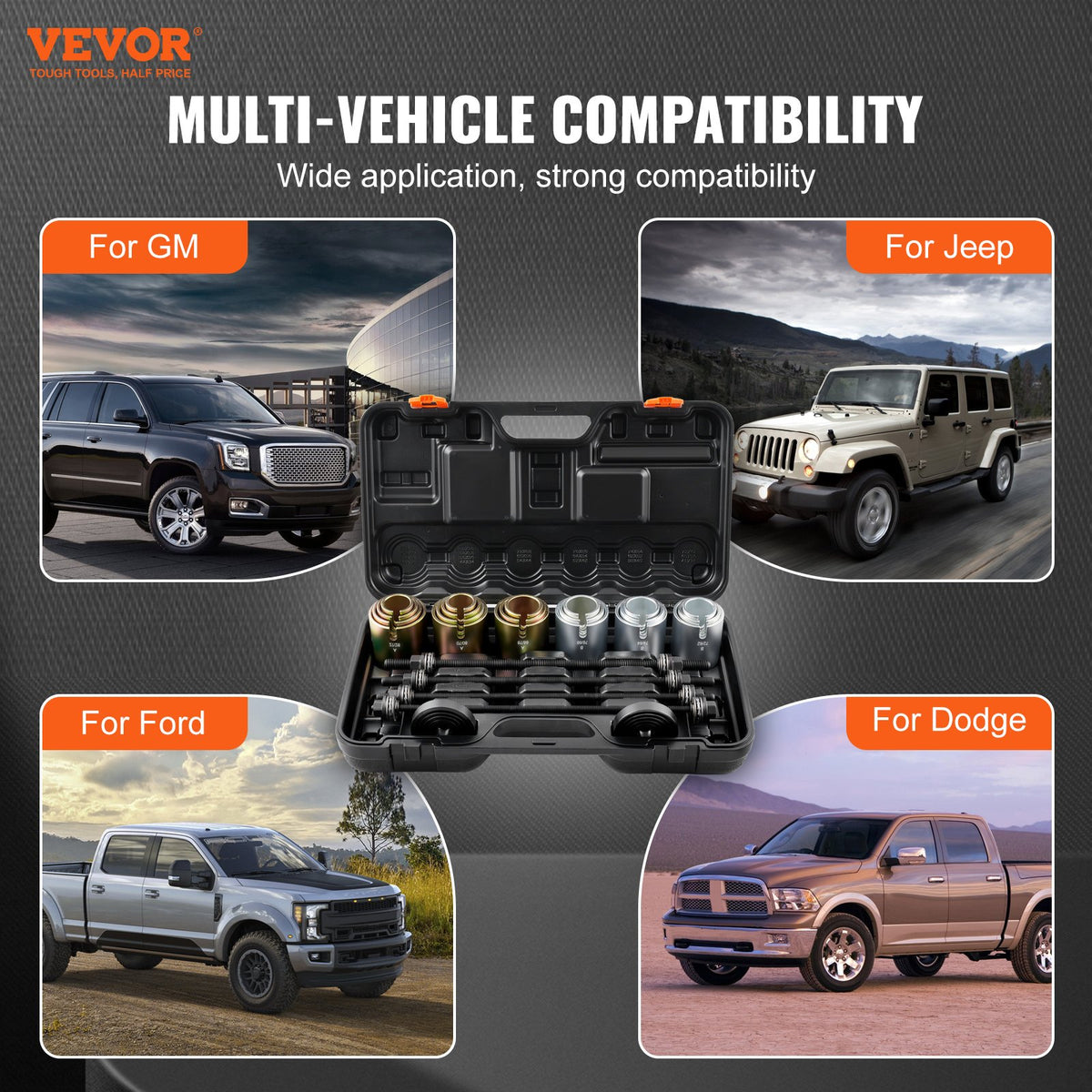 VEVOR 26 PCS Pull and Press Sleeve Kit, Steel Bush Bearing Removal and Installation Set, Bush Removal Insertion Sleeve Tools with Carrying Case, Multi-Vehicle Compatibility for LCV and HGV Engines - CTQCQTZ26JT0E8TU9V0 - view 3