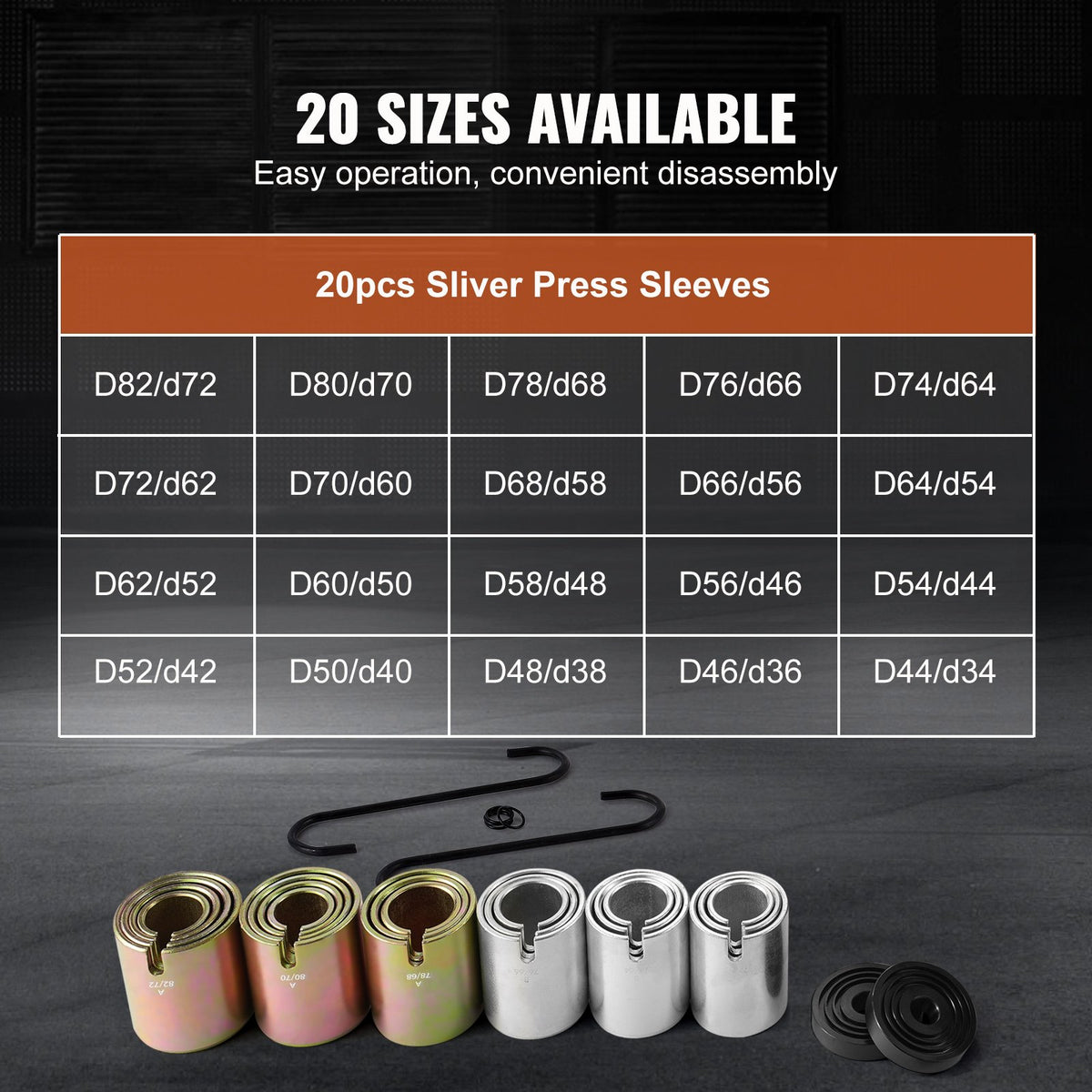VEVOR 26 PCS Pull and Press Sleeve Kit, Steel Bush Bearing Removal and Installation Set, Bush Removal Insertion Sleeve Tools with Carrying Case, Multi-Vehicle Compatibility for LCV and HGV Engines - CTQCQTZ26JT0E8TU9V0 - view 7