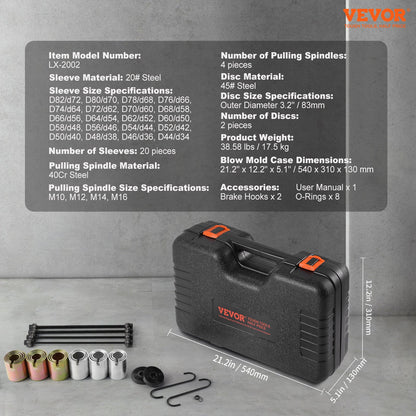 VEVOR 26 PCS Pull and Press Sleeve Kit, Steel Bush Bearing Removal and Installation Set, Bush Removal Insertion Sleeve Tools with Carrying Case, Multi-Vehicle Compatibility for LCV and HGV Engines - CTQCQTZ26JT0E8TU9V0 - view 8