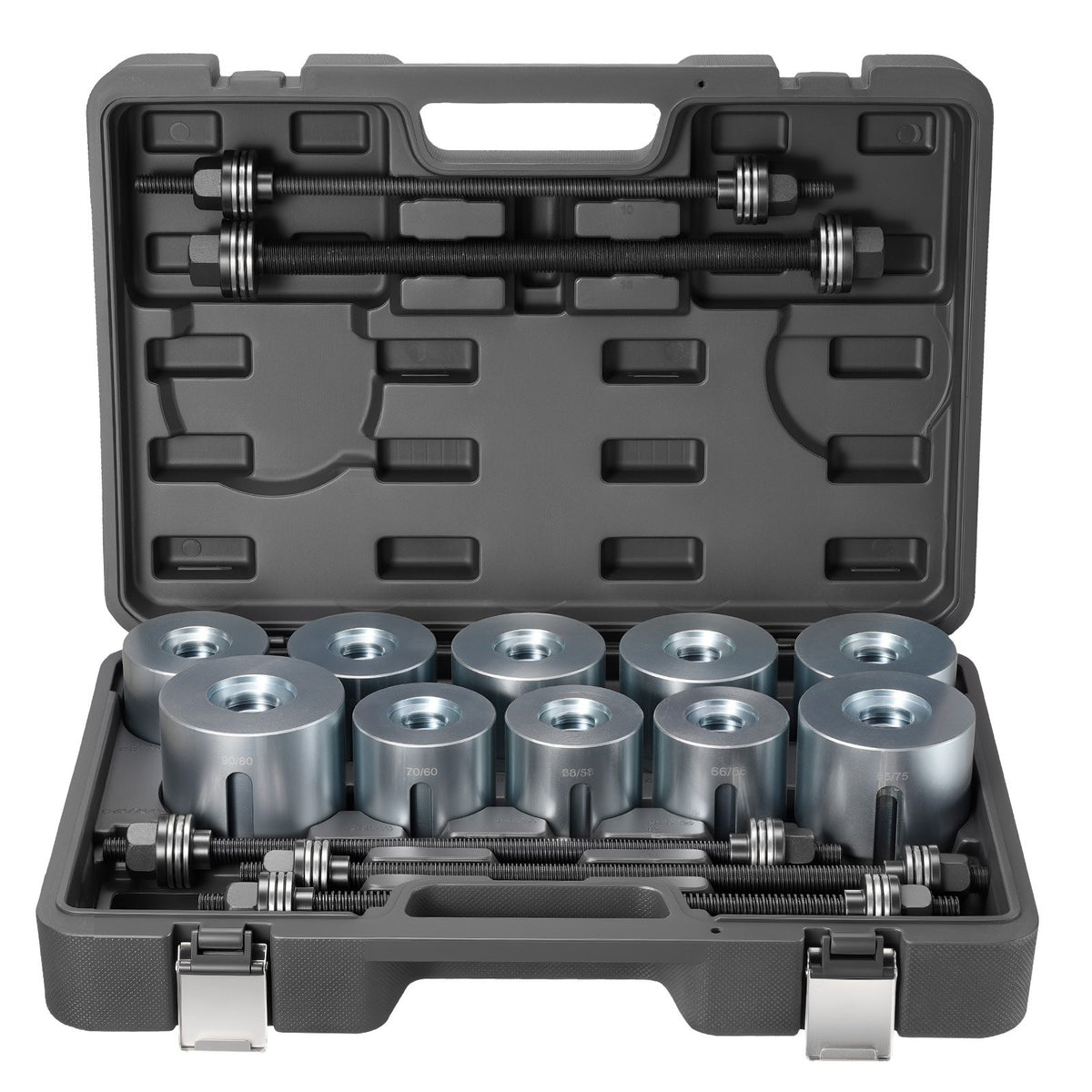 VEVOR Pull and Press Sleeve Kit, 27 PCS, Steel Bush Removal Insertion Sleeve Tools with Carrying Case, Compatible with LCV and HGV Engines