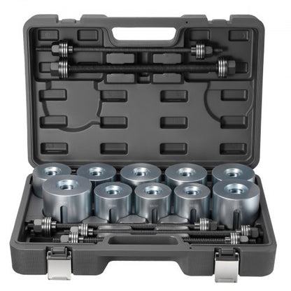 VEVOR Pull and Press Sleeve Kit, 27 PCS, Steel Bush Removal Insertion Sleeve Tools with Carrying Case, Compatible with LCV and HGV Engines