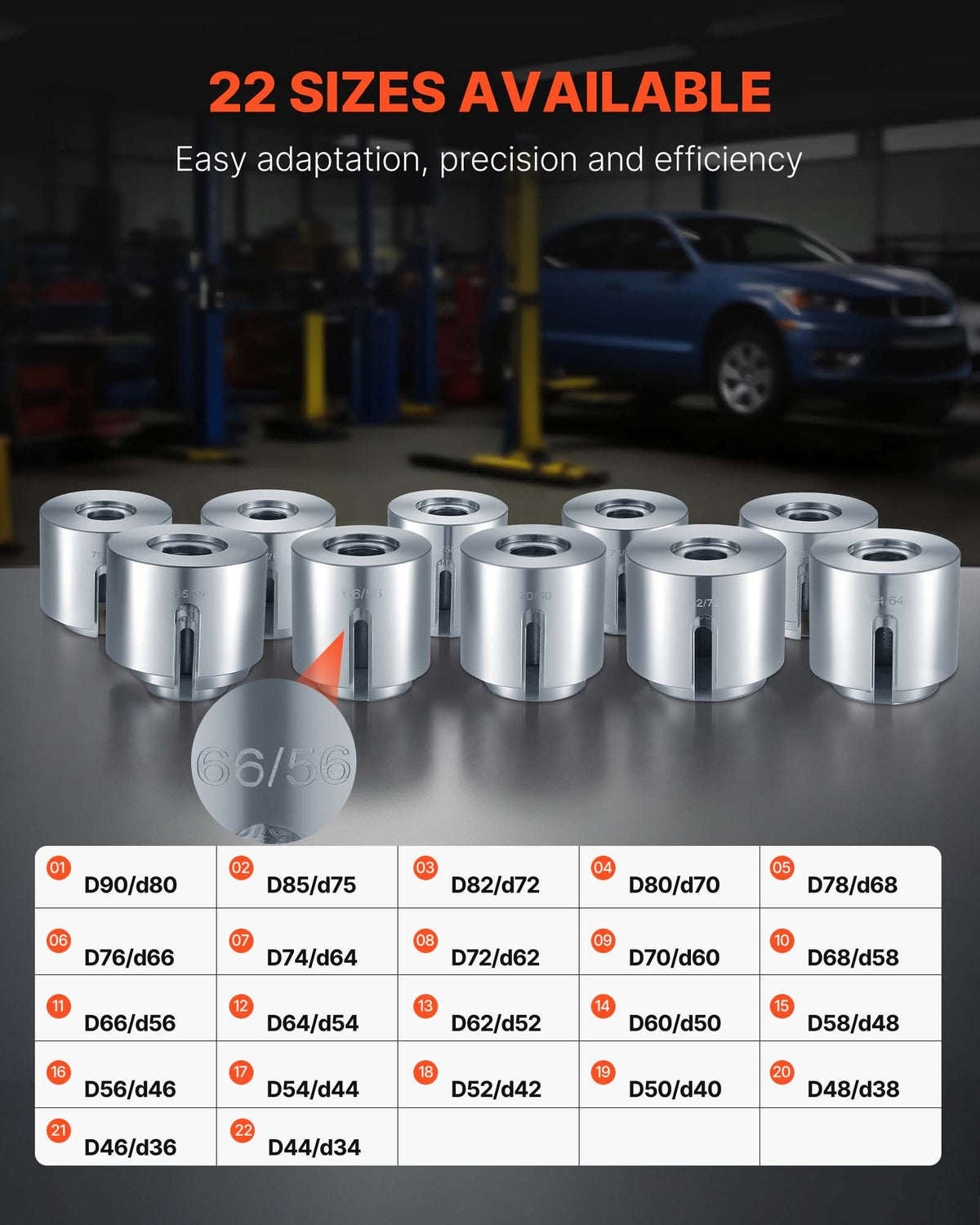 VEVOR Pull and Press Sleeve Kit, 27 PCS, Steel Bush Removal Insertion Sleeve Tools with Carrying Case, Compatible with LCV and HGV Engines