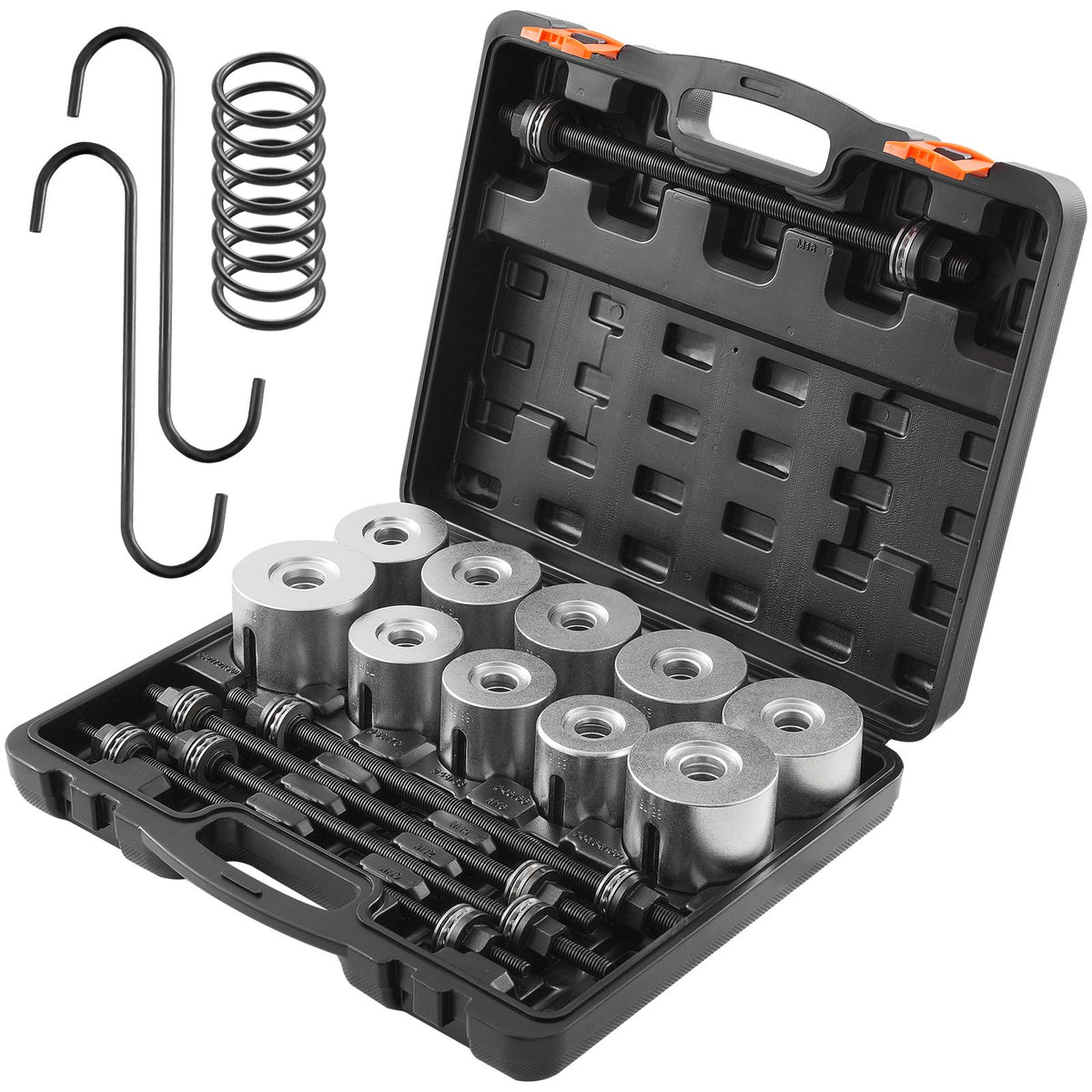 VEVOR 27 PCS Pull and Press Sleeve Kit, Steel Bush Bearing Removal and Installation Set, Bush Removal Insertion Sleeve Tools with Carrying Case, Multi-Vehicle Compatibility for LCV and HGV Engines - CTQCQTZ27JT0S6JTCV0 - view 1