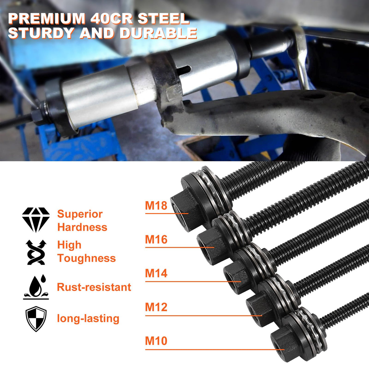 VEVOR 27 PCS Pull and Press Sleeve Kit, Steel Bush Bearing Removal and Installation Set, Bush Removal Insertion Sleeve Tools with Carrying Case, Multi-Vehicle Compatibility for LCV and HGV Engines - CTQCQTZ27JT0S6JTCV0 - view 4