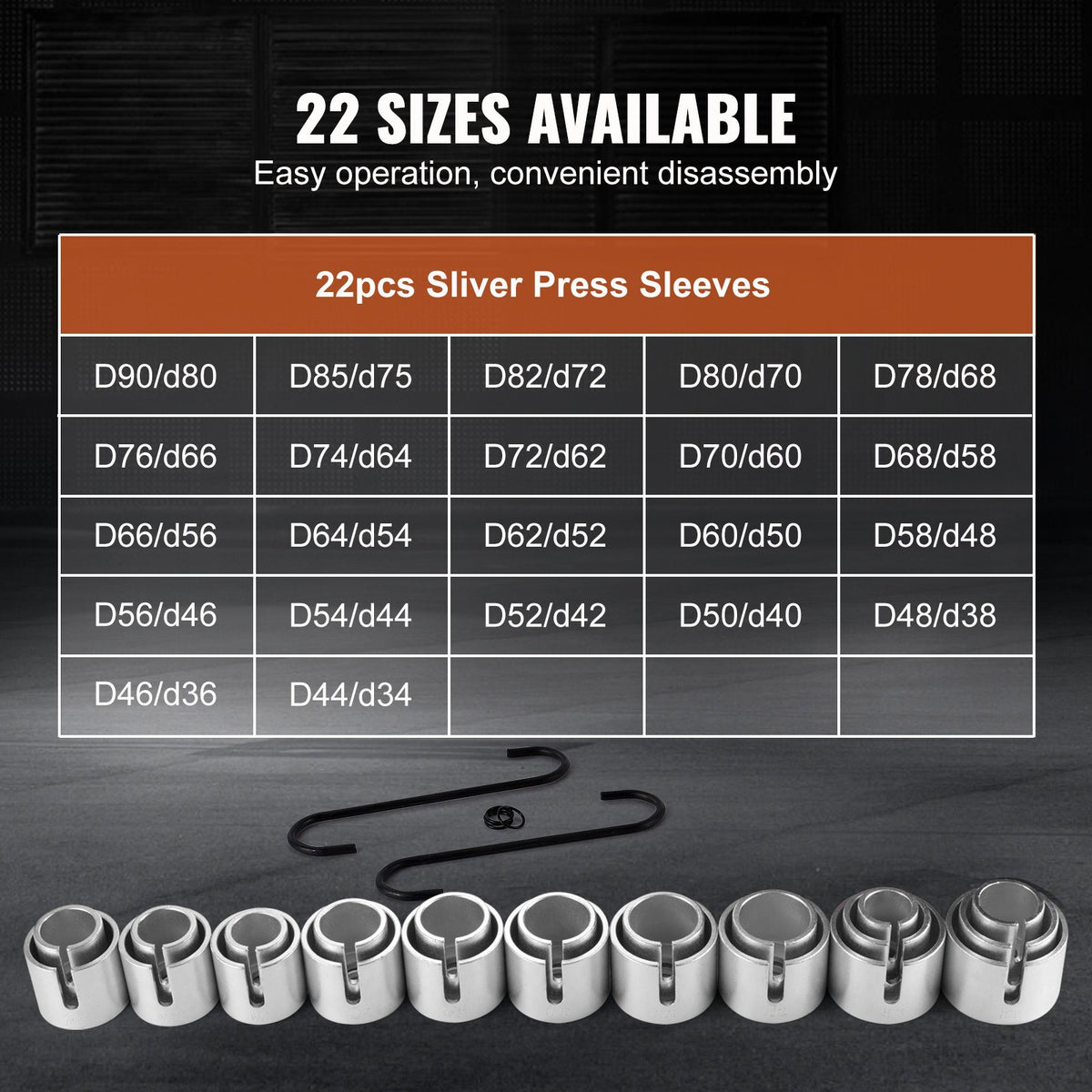 VEVOR 27 PCS Pull and Press Sleeve Kit, Steel Bush Bearing Removal and Installation Set, Bush Removal Insertion Sleeve Tools with Carrying Case, Multi-Vehicle Compatibility for LCV and HGV Engines - CTQCQTZ27JT0S6JTCV0 - view 7