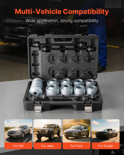 VEVOR Pull and Press Sleeve Kit, 28 PCS, Steel Bush Removal Insertion Sleeve Tools with Carrying Case, Compatible with LCV and HGV Engines, for Removing and Installing Bushings, Bearings, and Seals - CTQCQTZ28JT0QWLD0002V0 - view 3