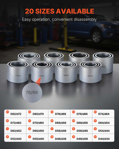 VEVOR Pull and Press Sleeve Kit, 28 PCS, Steel Bush Removal Insertion Sleeve Tools with Carrying Case, Compatible with LCV and HGV Engines, for Removing and Installing Bushings, Bearings, and Seals - CTQCQTZ28JT0QWLD0002V0 - view 7