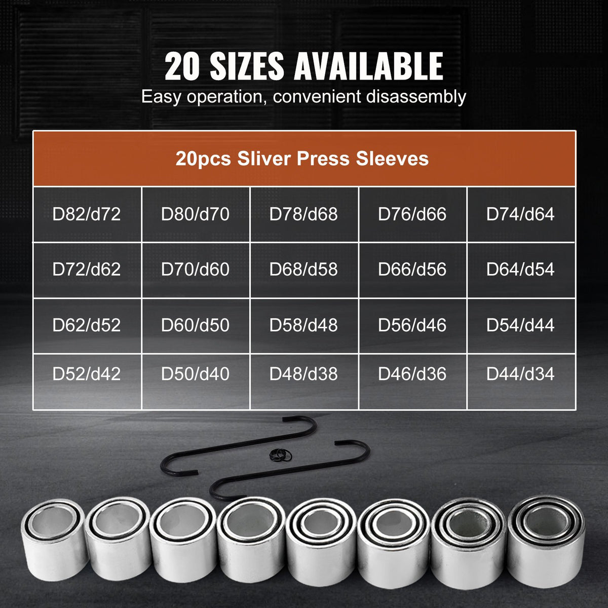 VEVOR 28 PCS Pull and Press Sleeve Kit, Steel Bush Bearing Removal and Installation Set, Bush Removal Insertion Sleeve Tools with Carrying Case, Multi-Vehicle Compatibility for LCV and HGV Engines - CTQCQTZ28JT0QWLD0V0 - view 7