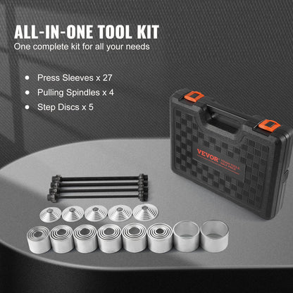 VEVOR 36 PCS Pull and Press Sleeve Kit, Steel Bush Bearing Removal and Installation Set, Bush Removal Insertion Sleeve Tools with Carrying Case, Multi-Vehicle Compatibility for LCV and HGV Engines - CTQCQTZ36JT0JI3U0V0 - view 6