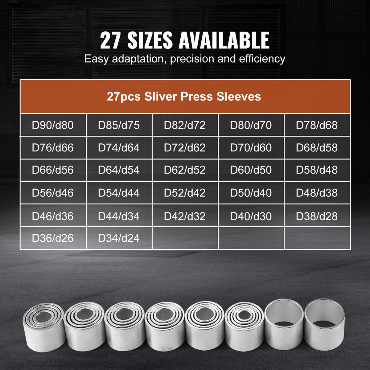 VEVOR 36 PCS Pull and Press Sleeve Kit, Steel Bush Bearing Removal and Installation Set, Bush Removal Insertion Sleeve Tools with Carrying Case, Multi-Vehicle Compatibility for LCV and HGV Engines - CTQCQTZ36JT0JI3U0V0 - view 7