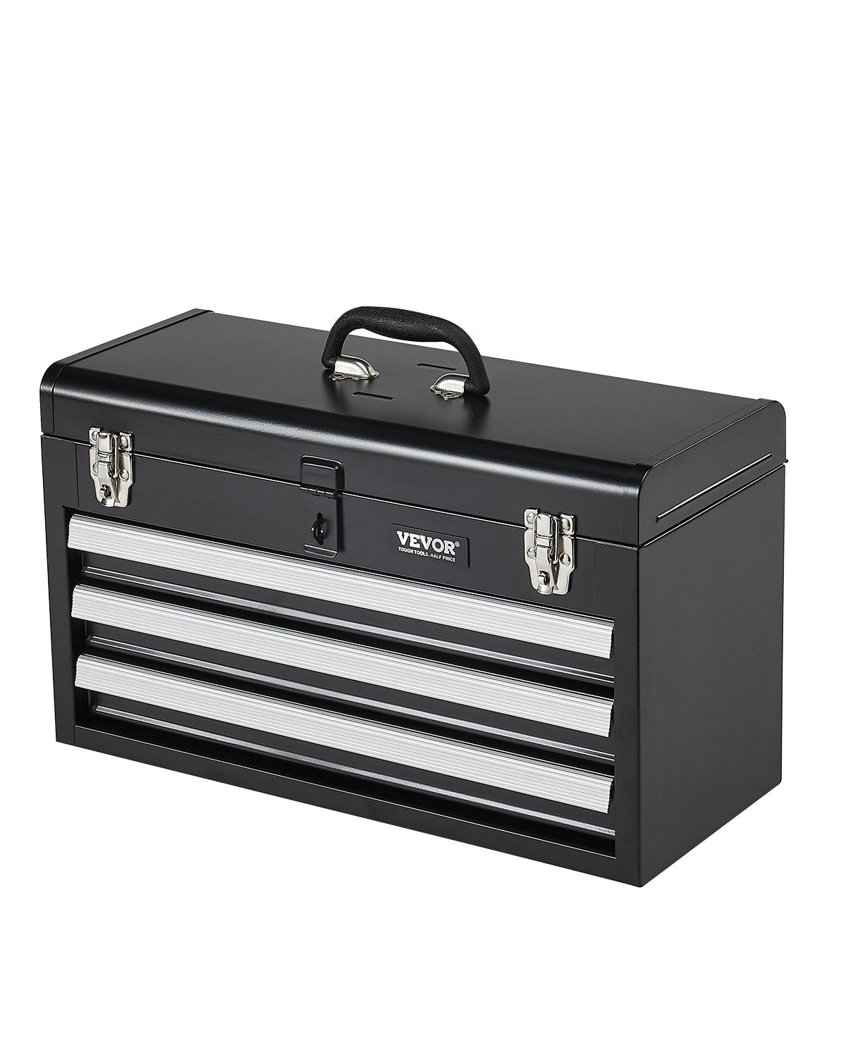 VEVOR Metal Tool Box, 20.5-inch, Portable Metal Tool Box with 3 Drawers, Small Tool Chest with EVA Liners, Ball Bearing Slide Drawers Locking & Powder Coated Finish, Multi-Function Tool Organizer - CTSBXSGJX20ICW9DQV0 - view 1