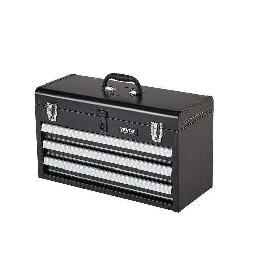 VEVOR Metal Tool Box, 20.5-inch, Portable Metal Tool Box with 3 Drawers, Small Tool Chest with EVA Liners, Ball Bearing Slide Drawers Locking & Powder Coated Finish, Multi-Function Tool Organizer - CTSBXSGJX20ICW9DQV0 - view 2
