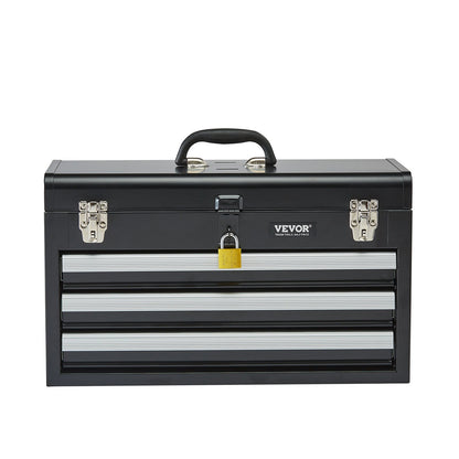 VEVOR Metal Tool Box, 20.5-inch, Portable Metal Tool Box with 3 Drawers, Small Tool Chest with EVA Liners, Ball Bearing Slide Drawers Locking & Powder Coated Finish, Multi-Function Tool Organizer - CTSBXSGJX20ICW9DQV0 - view 10