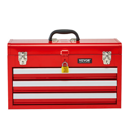 VEVOR Metal Tool Box, 20.5-inch, Portable Metal Tool Box with 3 Drawers, Small Tool Chest with EVA Liners, Ball Bearing Slide Drawers Locking & Powder Coated Finish, Multi-Function Tool Organizer, Red - CTSBXSGJX20IEYVN5V0 - view 10