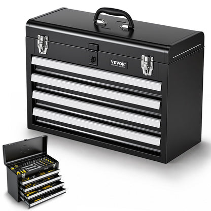 VEVOR Metal Tool Box, 20.5-inch, Portable Metal Tool Box with 4 Drawers, Small Tool Chest with EVA Liners, Ball Bearing Slide Drawers Locking & Powder Coated Finish, Multi-Function Tool Organizer - CTSBXSGJX20ILXNNKV0 - view 1