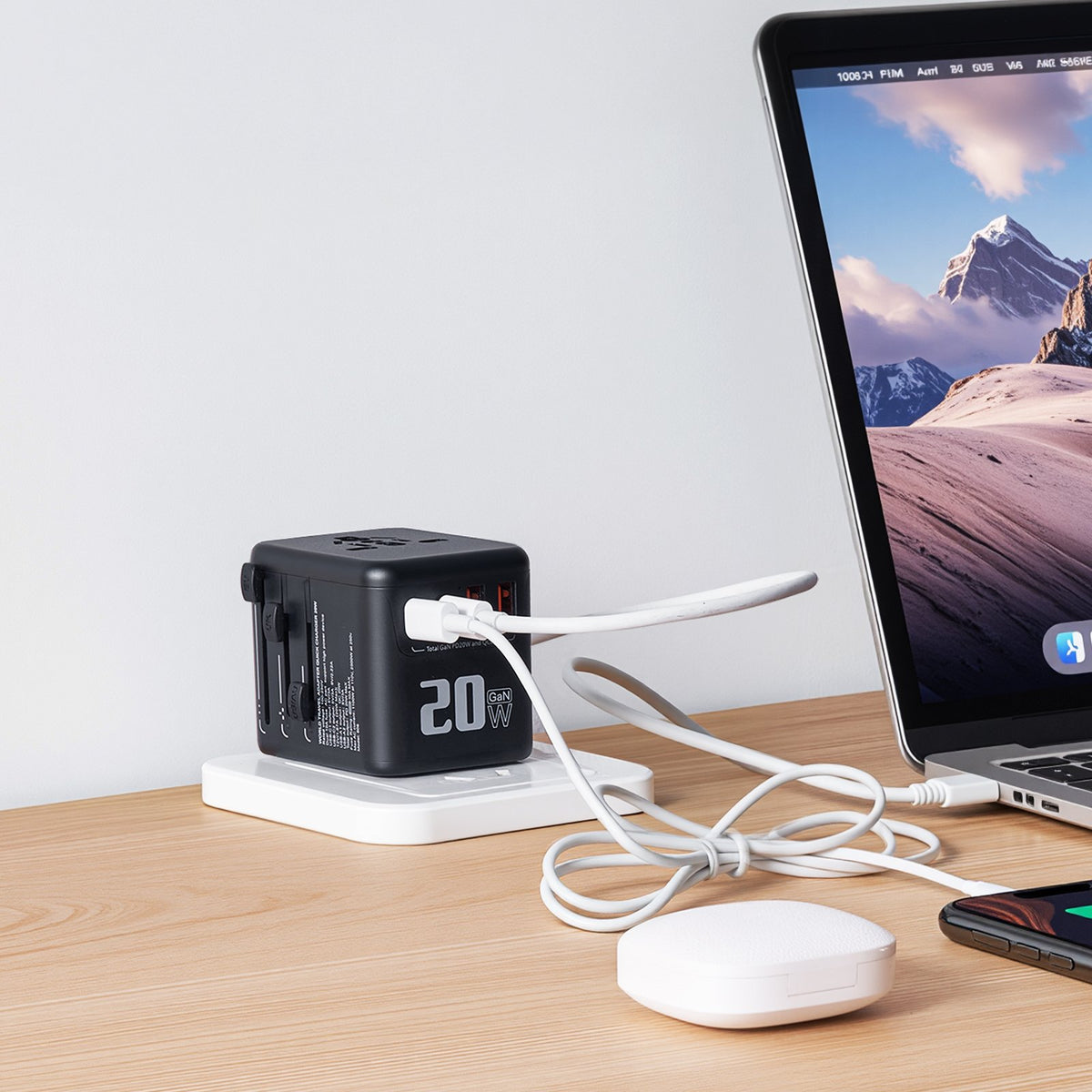 VEVOR Universal Travel Adapter, 5-in-1, International European Power Adapter with 2 USB-C, 2 USB-A Ports, 1 AC Outlet, 4 Different Plugs, Worldwide Plug Adaptor Wall Charger, for Europe UK EU AUS USA - CTSPQDTBGS1JD6XS5001V1 - view 9