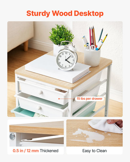 VEVOR Rolling Cart with Drawers, 8 Drawer Storage Organizer, Mobile Utility Cart with Wood Top, Steel Frame, Universal Casters & 2 Brakes, for Office, Classroom, Craft Supplies, Bedroom, Green Blue - CTTCDPDPPT8TTYHX4001V0 - view 5