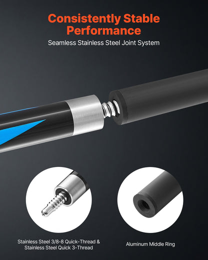 VEVOR Pool Cue, 1 Piece Jump Break Cue, 58 inch & 19.5 oz Break Cues Pool Stick, Breaks Stick with Carbon Fiber Shaft & Maple Cues Butt, Heavy Hitter Breaks Jump Billiard Cue for Adult, Home, Office - CTYTGCTYTG58X9VOL001V0 - view 5