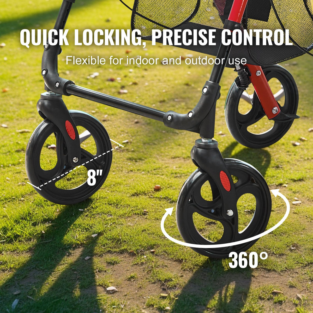 VEVOR Rollator Walker for Seniors and Adult, Lightweight Aluminum Foldable Rolling Walker with Adjustable Seat and Handle, Outdoor Mobility Rollator Walker with 8" All Terrain Wheels, 300LBS Capacity - CTZXQCKJL8INF9CPQV0 - view 5
