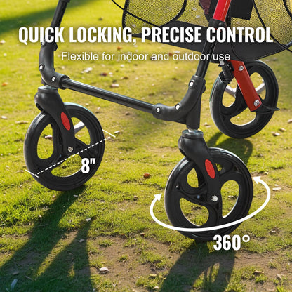 VEVOR Rollator Walker for Seniors and Adult, Lightweight Aluminum Foldable Rolling Walker with Adjustable Seat and Handle, Outdoor Mobility Rollator Walker with 8" All Terrain Wheels, 300LBS Capacity - CTZXQCKJL8INF9CPQV0 - view 5