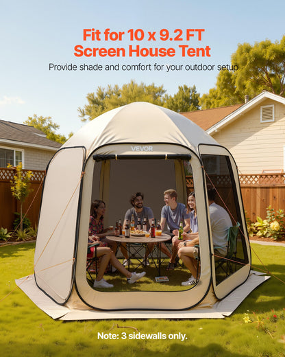 VEVOR Sun Shade Sail Canopy Covers, Fit for 10 x 9.2 ft Screen House Tent, Sun Protection, 5.51 x 4.23 ft 300D Oxford Silver-Coated Fabric, Pack of 3 (Not Include Tent), for Outdoor Activities, Beige - CWB1092FT3PZH0NTI001V0 - view 3