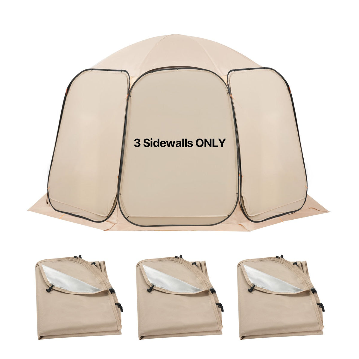 VEVOR Sun Shade Sail Canopy Covers, Fit for 12 x 11 ft Screen House Tent, Sun Protection, 5.51 x 4.59 ft 300D Oxford Silver-Coated Fabric, Pack of 3 (Not Include Tent), for Outdoor Activities, Beige - CWB1211FT3PZQEV4W001V0 - view 1