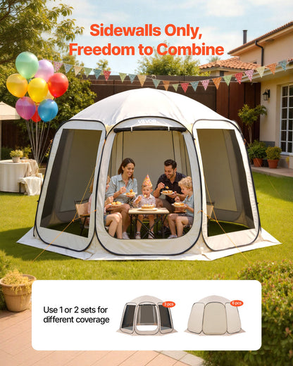 VEVOR Sun Shade Sail Canopy Covers, Fit for 12 x 11 ft Screen House Tent, Sun Protection, 5.51 x 4.59 ft 300D Oxford Silver-Coated Fabric, Pack of 3 (Not Include Tent), for Outdoor Activities, Beige - CWB1211FT3PZQEV4W001V0 - view 7