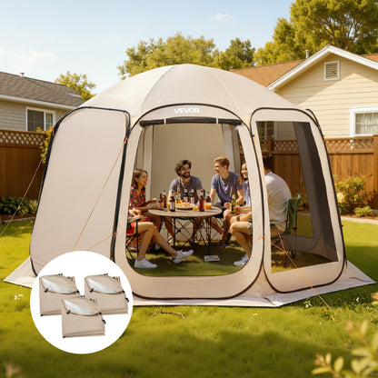 VEVOR Sun Shade Sail Canopy Covers, Fit for 12 x 11 ft Screen House Tent, Sun Protection, 5.51 x 4.59 ft 300D Oxford Silver-Coated Fabric, Pack of 3 (Not Include Tent), for Outdoor Activities, Beige - CWB1211FT3PZQEV4W001V0 - view 9