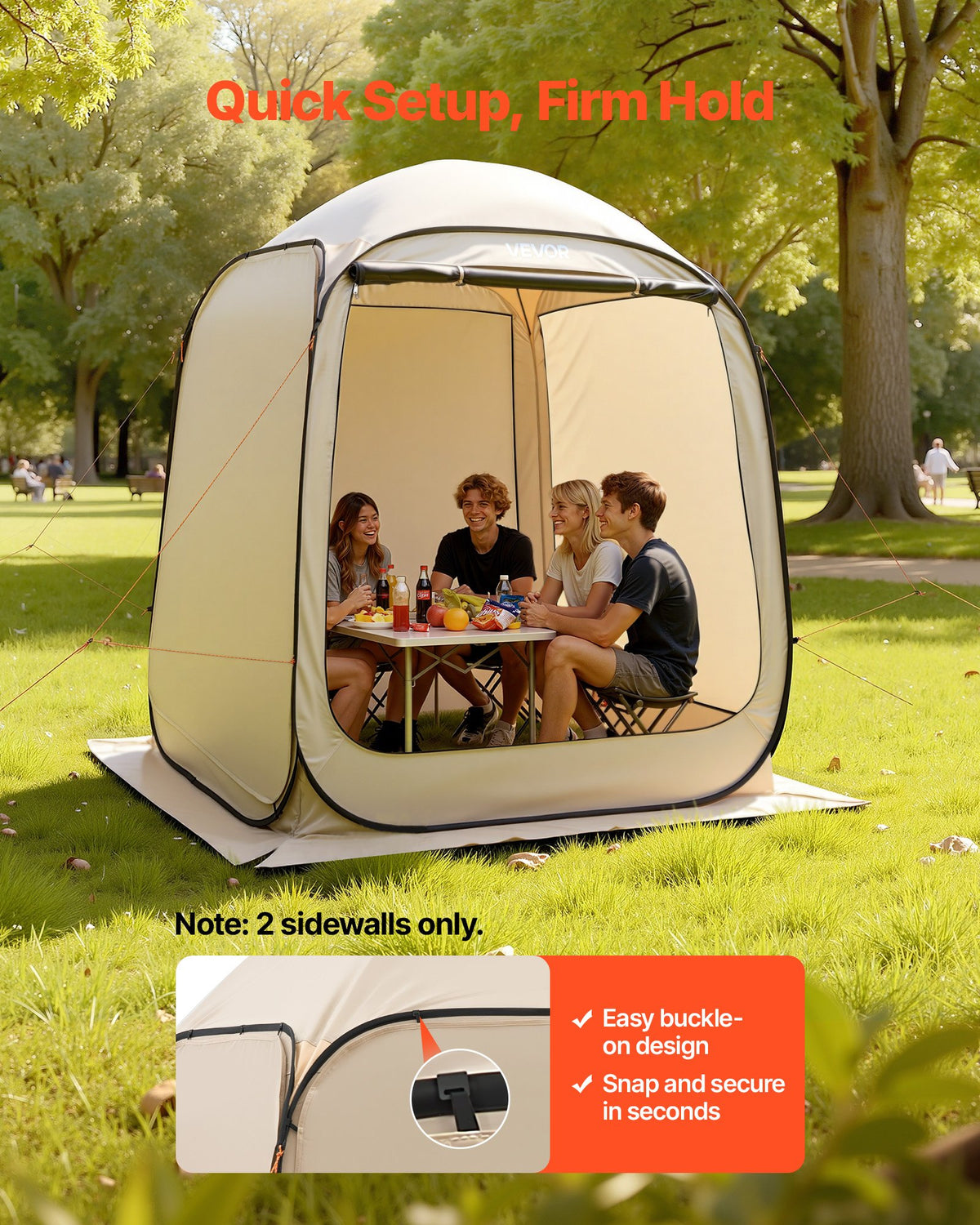 VEVOR Sun Shade Sail Canopy Covers, Fit for 6 x 6 ft Screen House Tent, Sun Protection, 5.51 x 5.71 ft 300D Oxford Silver-Coated Fabric, Pack of 2 (Not Include Tent), for Outdoor Activities, Beige - CWB66FT2PZ00AQE59001V0 - view 6