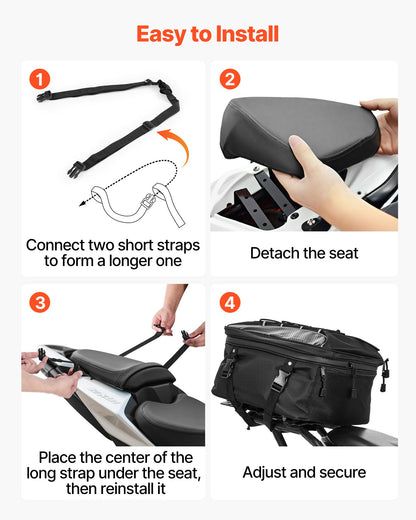 VEVOR Motorcycle Tail Bag, 22-34 L Expandable Motorcycle Rear Seat Bag with Waterproof Rain Cover, Outdoor Sports Motorbike Luggage Storage Backpack Handbag with Straps, Pocket & Elastic Cord, Black - CWBBL2234L00QOB5J001V0 - view 5
