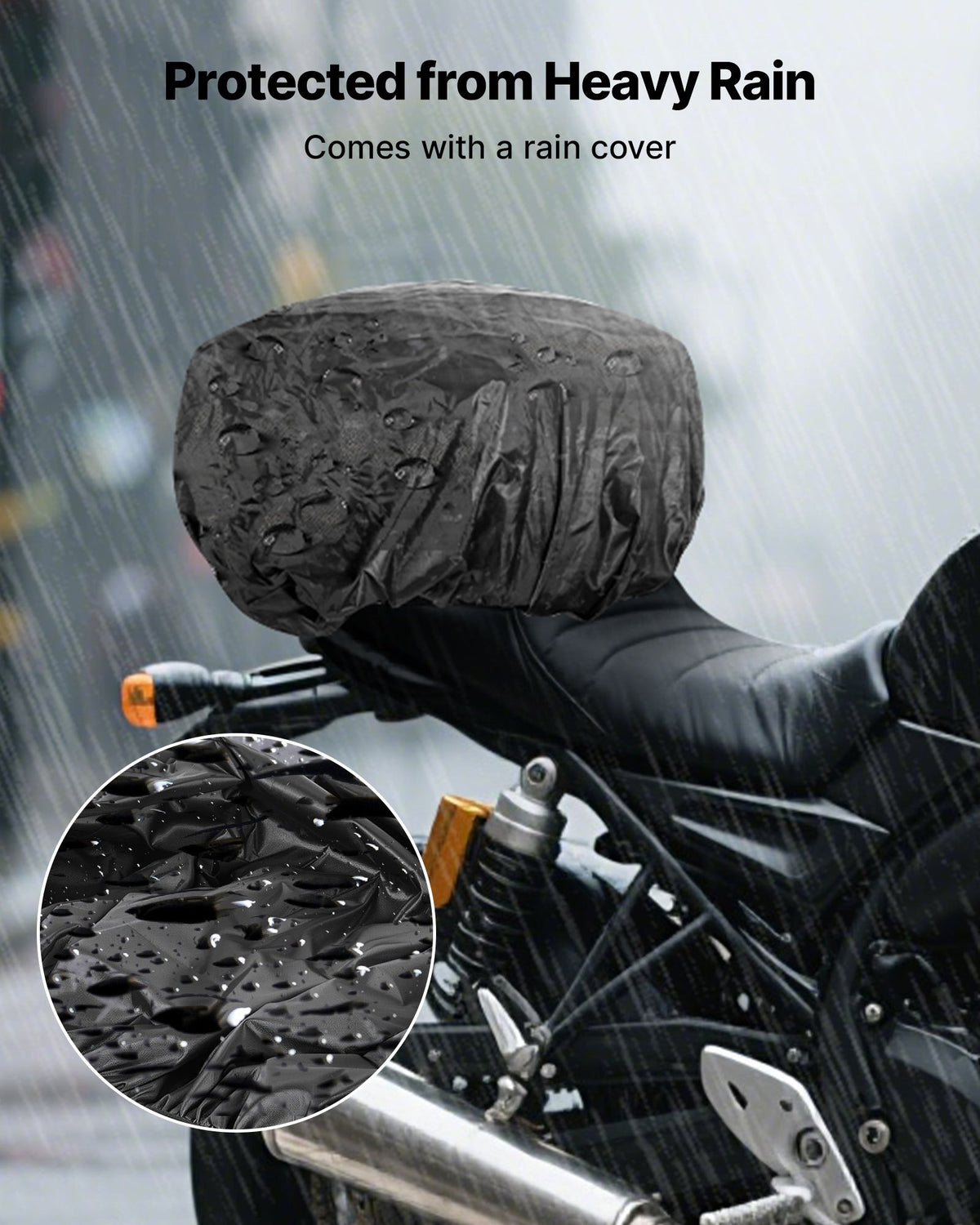 VEVOR Motorcycle Tail Bag, 22-34 L Expandable Motorcycle Rear Seat Bag with Waterproof Rain Cover, Outdoor Sports Motorbike Luggage Storage Backpack Handbag with Straps, Pocket & Elastic Cord, Black - CWBBL2234L00QOB5J001V0 - view 6