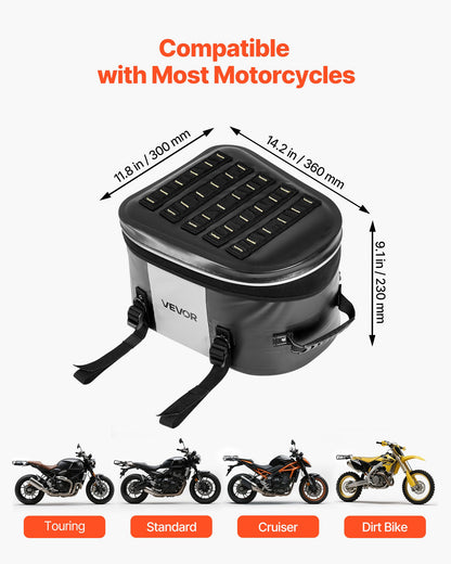 VEVOR Motorcycle Tail Bag, 28 L Motorcycle Rear Seat Bag with Waterproof Fabric, Outdoor Sports Motorbike Luggage Storage Trunk Handbag with Pocket & Adjustable Buckle, Universal Fit Rear Racks, Black - CWBBL28L0000RA1NG001V0 - view 3