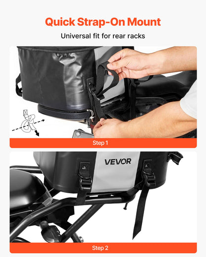 VEVOR Motorcycle Tail Bag, 28 L Motorcycle Rear Seat Bag with Waterproof Fabric, Outdoor Sports Motorbike Luggage Storage Trunk Handbag with Pocket & Adjustable Buckle, Universal Fit Rear Racks, Black - CWBBL28L0000RA1NG001V0 - view 5