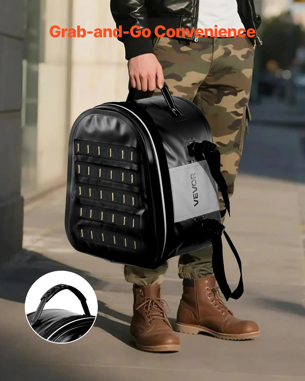VEVOR Motorcycle Tail Bag, 28 L Motorcycle Rear Seat Bag with Waterproof Fabric, Outdoor Sports Motorbike Luggage Storage Trunk Handbag with Pocket & Adjustable Buckle, Universal Fit Rear Racks, Black - CWBBL28L0000RA1NG001V0 - view 7