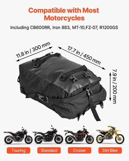 VEVOR Motorcycle Tail Bag, 30 L Motorcycle Rear Seat Bag with Waterproof Rain Cover, Outdoor Sports Motorbike Luggage Storage Trunk Rack Backpack with Shoulder Straps, Universal Fit Rear Racks, Black - CWBBL30L0000F1GH9002V0 - view 3