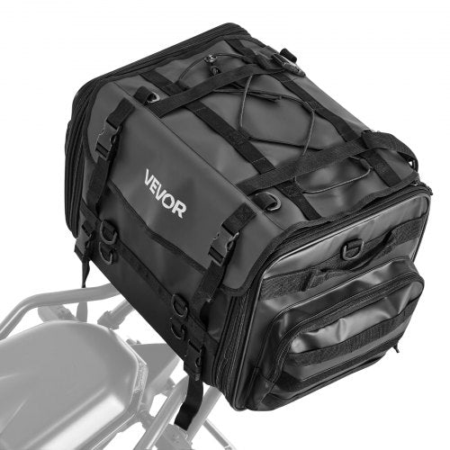 VEVOR Motorcycle Tail Bag, 40-60 L Expandable Motorcycle Rear Seat Bag with Waterproof Rain Cover, Foldable Outdoor Sports Motorbike Luggage Storage with Shoulder Straps, Pocket & Elastic Cord, Black - CWBBL4060L00QEF88003V0 - view 2