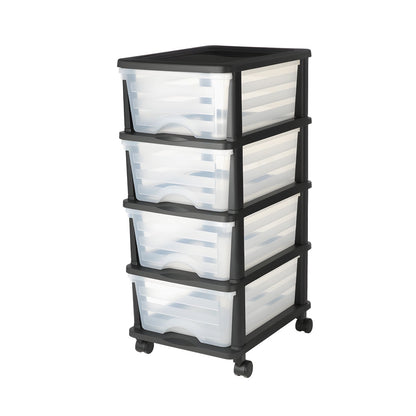 VEVOR Plastic Storage Drawers Cart, 4 Drawers Storage Organizer with Wheels, Rolling Closet Organization and Storage Dividers, Dresser Organizer Clear Bins for Office Supplies, Craft Rooms, Classrooms - CWCT1SLJL4G13PBKB001V0 - view 10