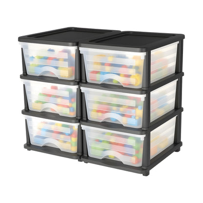 VEVOR Plastic Storage Drawers, 2 Pack Storage Organizer Drawer, 6 Drawers Closet Organization and Storage Dividers, Dresser Organizer Clear Bins for Office Supplies, Craft Rooms, Classrooms and Home - CWCT1YKLDD1GCPFV6001V0 - view 1