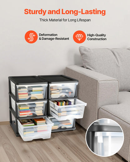 VEVOR Plastic Storage Drawers, 2 Pack Storage Organizer Drawer, 6 Drawers Closet Organization and Storage Dividers, Dresser Organizer Clear Bins for Office Supplies, Craft Rooms, Classrooms and Home - CWCT1YKLDD1GCPFV6001V0 - view 4