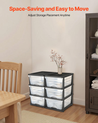 VEVOR Plastic Storage Drawers, 2 Pack Storage Organizer Drawer, 6 Drawers Closet Organization and Storage Dividers, Dresser Organizer Clear Bins for Office Supplies, Craft Rooms, Classrooms and Home - CWCT1YKLDD1GCPFV6001V0 - view 5