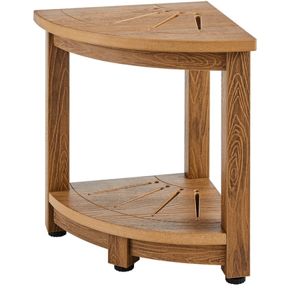 VEVOR Corner Shower Bench, 16.5" Height 12.8" Radius, Faux Wood Grain Polystyrene, 350 LBS with Storage Shelf, Water Resistant, Shower Stool for Inside & Outside Shower, for Bathroom, Living Room - CWDSL128INCHWXKBGV0 - view 10