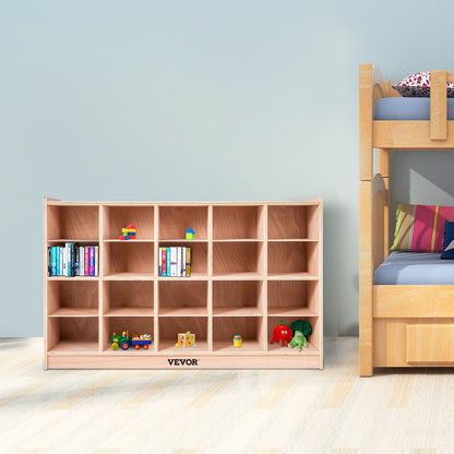 VEVOR Cubby Mobile Tray Storage Cabinet, 20-Compartment Cubby Storage Shelf, Cubby Storage Cabinet 4 x 5, Classroom Cubbies, Classroom Furniture for Home, Daycare and Preschool, Natural - CWG20GWJCWG000001V0 - view 9